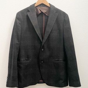 Zara Man charcoal gray plaid blazer suit jacket